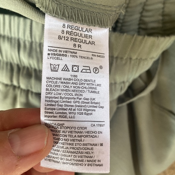 GAP size 8 Easy Pants lycocell olive army green drawstring tie waist elastic - Picture 7 of 7